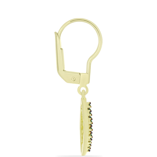 Pozlacené Stříbrné Náušnice se Zeleným Diamantem