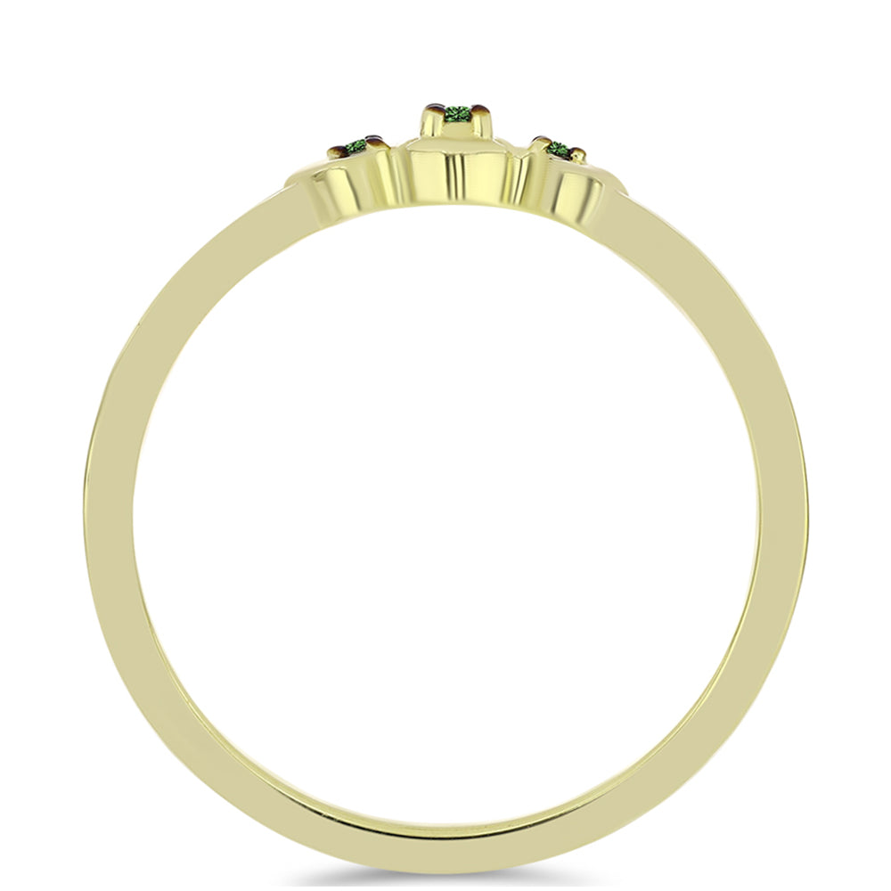 Pozlacené Stříbro 925/1000 - Prsten se Zeleným Diamantem - Karátové číslo: 0.03. přibližná hmotnost: 1.38 gramů 2 