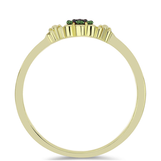 Pozlacený Stříbrný Prsten se Zeleným Diamantem