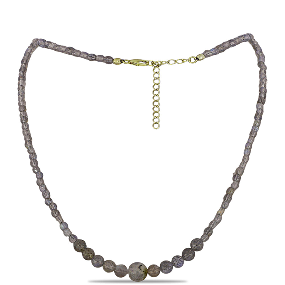 Pozlacené Stříbro 925/1000 - Náhrdelník s Labradoritem - Karátové číslo: 57.38. přibližná hmotnost: 12.36 gramů