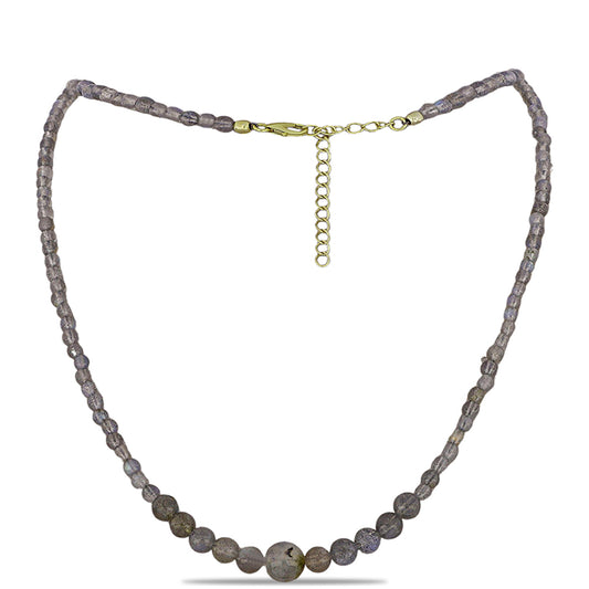 Pozlacené Stříbro 925/1000 - Náhrdelník s Labradoritem - Karátové číslo: 57.38. přibližná hmotnost: 12.36 gramů