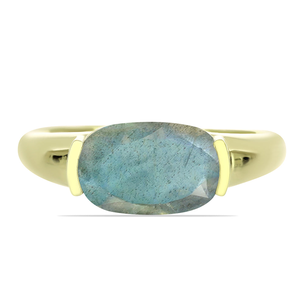 Pozlacené stříbro 925/1000 Prsten s Labradoritem - Karátové číslo: 3.35. přibližná hmotnost: 3.98 gramů 1 