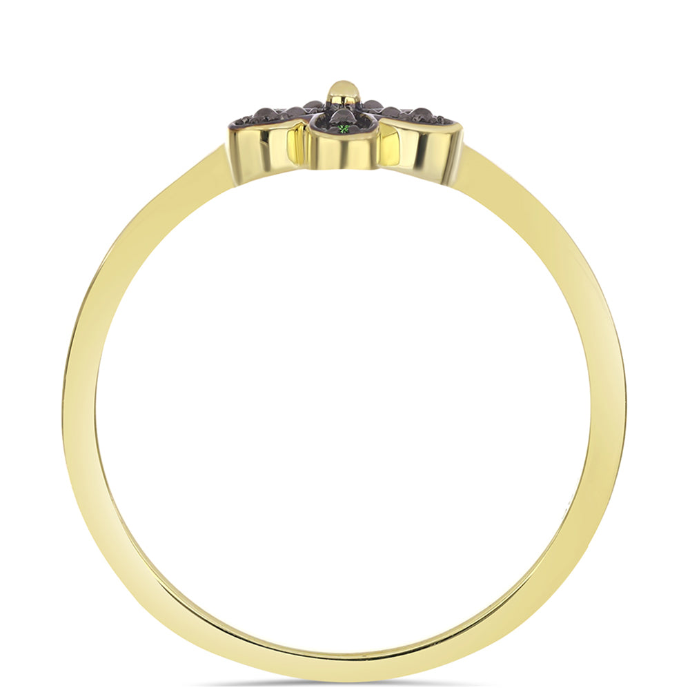 Pozlacené Stříbro 925/1000 - Prsten se Zeleným Diamantem - Karátové číslo: 0.02. přibližná hmotnost: 1.8 gramů 2 