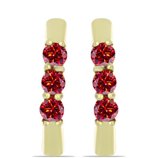 Pozlacené stříbro 925/1000 Náušnice s Majestátním červeným moissanitem - Karátové číslo: 0.62. přibližná hmotnost: 4.54 gramů