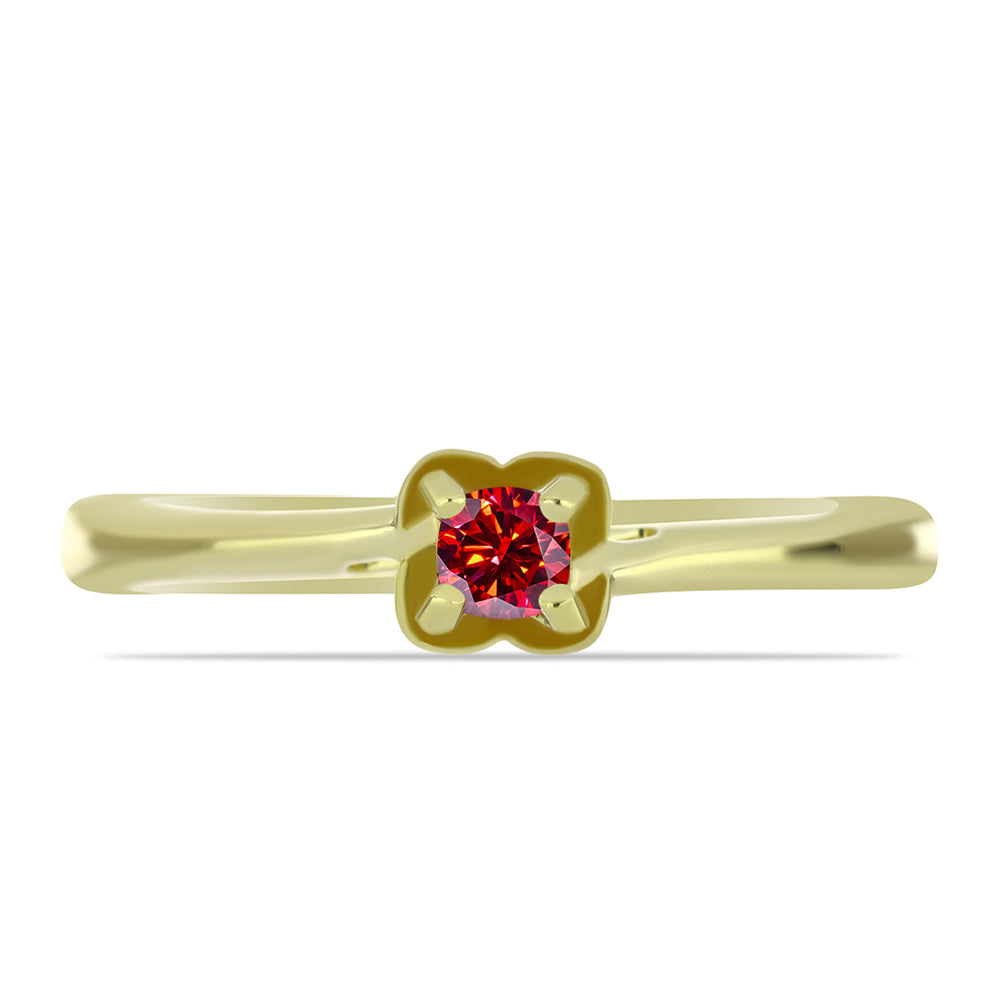 Pozlacené Stříbro 925/1000 - Prsten s Majestátním červeným moissanitem - Karátové číslo: 0.14. přibližná hmotnost: 2.27 gramů