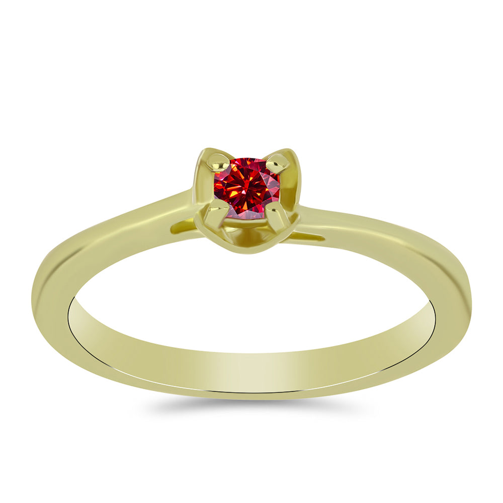 Pozlacené Stříbro 925/1000 - Prsten s Majestátním červeným moissanitem - Karátové číslo: 0.14. přibližná hmotnost: 2.27 gramů 3 