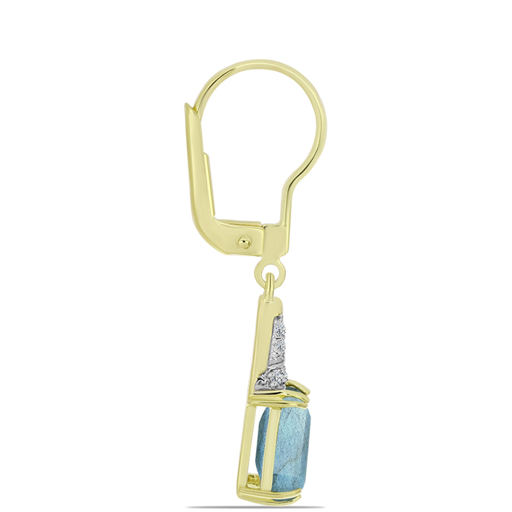 Pozlacené Stříbrné Náušnice s Labradoritem a Bílým Topazem 2 