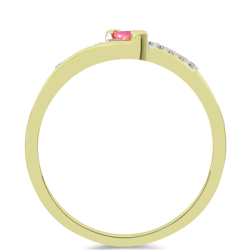 Pozlacené Stříbro 925/1000 - Prsten s Růžovým Etiopským Opálem z Lega Dembi a Bílým Topazem - Karátové číslo: 0.13. přibližná hmotnost: 2.09 gramů 2 