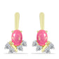 Pozlacené Stříbro 925/1000 - Náušnice s Růžovým Etiopským Opálem z Lega Dembi a Bílým Topazem - Karátové číslo: 0.86. přibližná hmotnost: 2.36 gramů