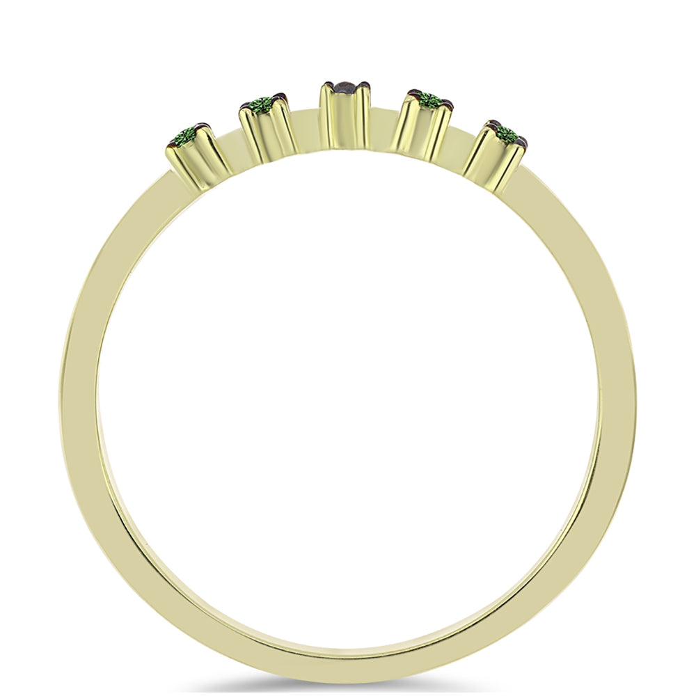 Pozlacené Stříbro 925/1000 - Prsten se Zeleným Diamantem - Karátové číslo: 0.06. přibližná hmotnost: 1.56 gramů 2 