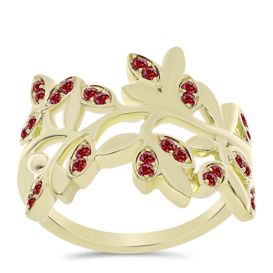 Pozlacené Stříbro 925/1000 - Prsten s Majestátním červeným moissanitem - Karátové číslo: 0.22. přibližná hmotnost: 3.77 gramů