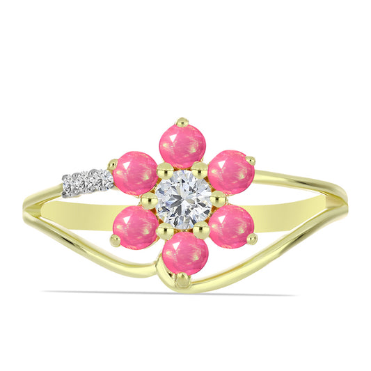 Pozlacený Stříbrný Prsten s Růžovým Etiopským Opálem z Lega Dembi a Bílým Topazem