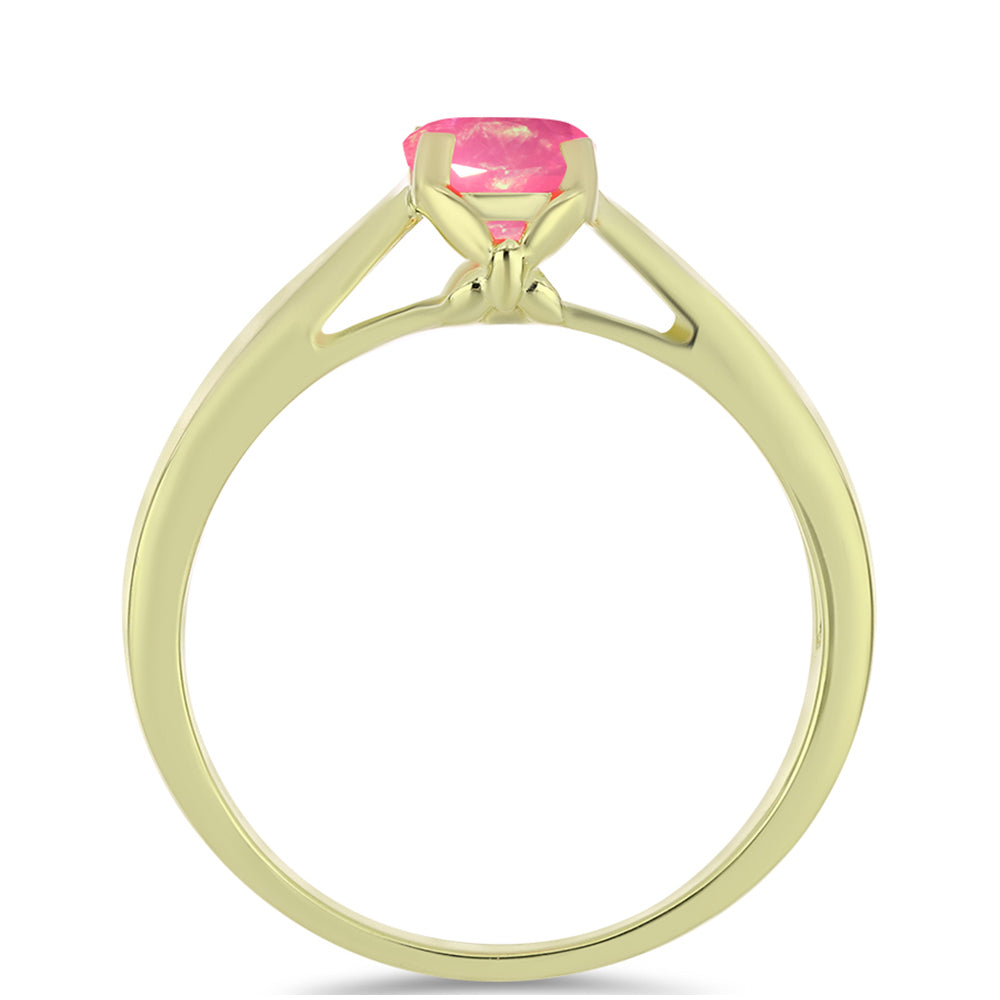 Pozlacené Stříbro 925/1000 - Prsten s Růžovým Etiopským Opálem z Lega Dembi - Karátové číslo: 0.49. přibližná hmotnost: 2.97 gramů