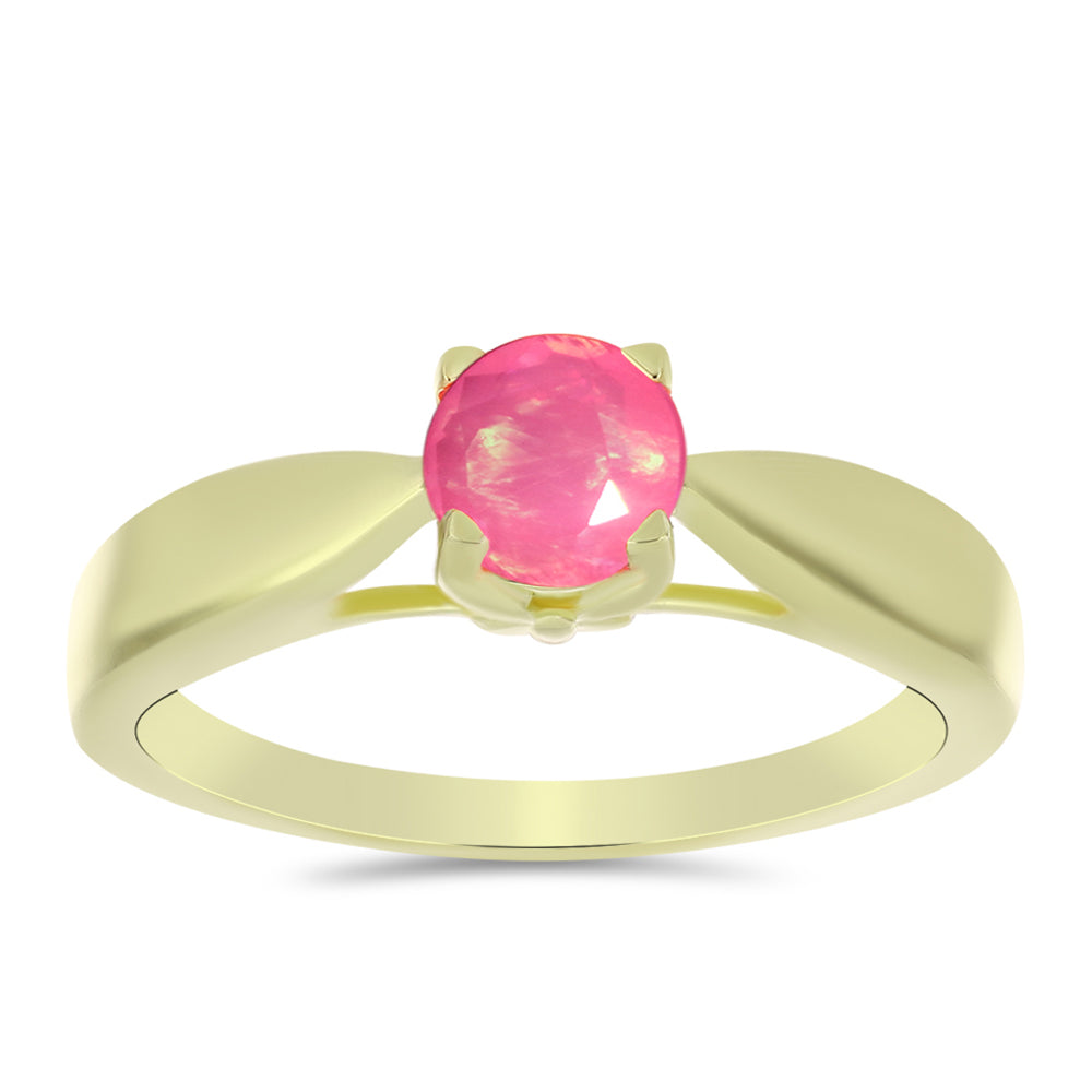 Pozlacené Stříbro 925/1000 - Prsten s Růžovým Etiopským Opálem z Lega Dembi - Karátové číslo: 0.49. přibližná hmotnost: 2.97 gramů 3 