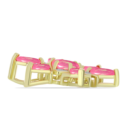 Pozlacené Stříbro 925/1000 - Přívěsek s Růžovým Etiopským Opálem z Lega Dembi a Bílým Topazem - Karátové číslo: 1.4. přibližná hmotnost: 3.05 gramů