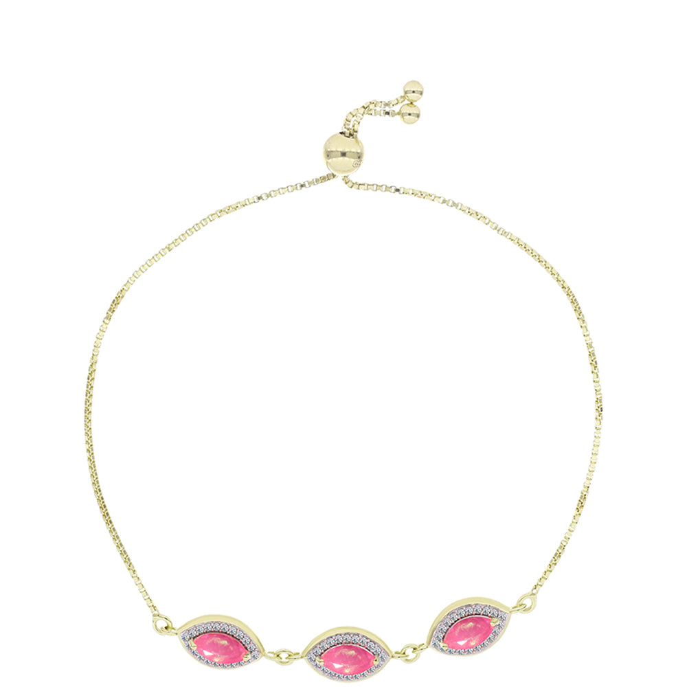 Pozlacený Stříbrný Náramek s Růžovým Etiopským Opálem z Lega Dembi a Bílým Topazem 1 
