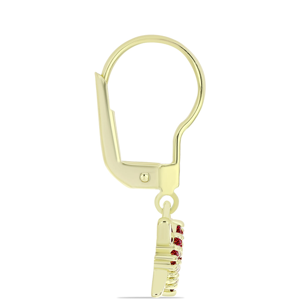 Pozlacené stříbro 925/1000 Náušnice s Majestátním červeným moissanitem - Karátové číslo: 0.26. přibližná hmotnost: 2.15 gramů 2 