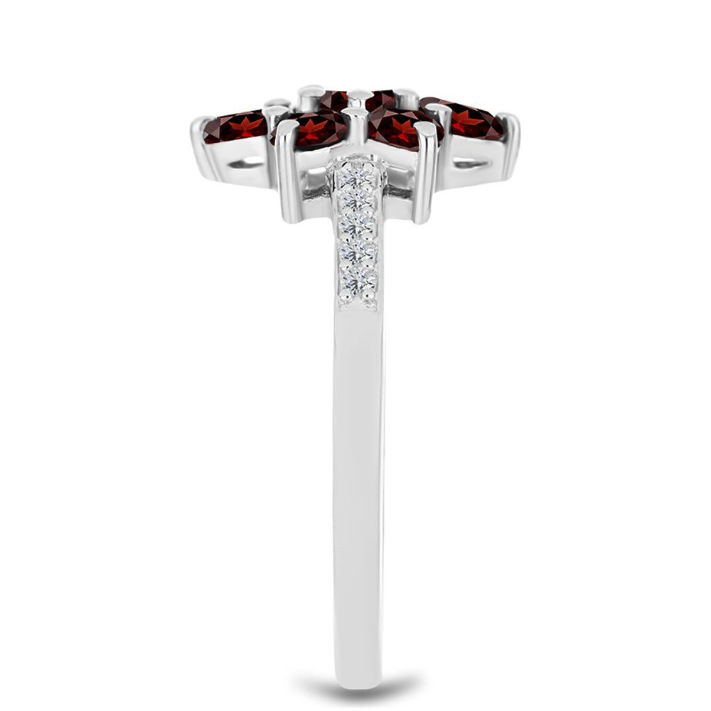 Stříbro 925/1000 - Prsten s Bartonským Granátem a Bílým Topazem - Karátové číslo: 1.65. přibližná hmotnost: 2.92 gramů 4 