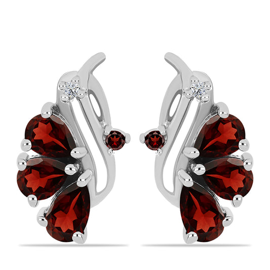Stříbrné Náušnice s Bartonským Granátem a Bílým Topazem