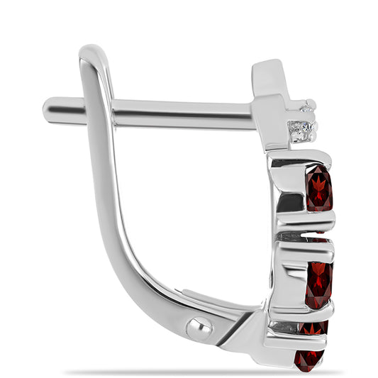 Stříbrné Náušnice s Bartonským Granátem a Bílým Topazem