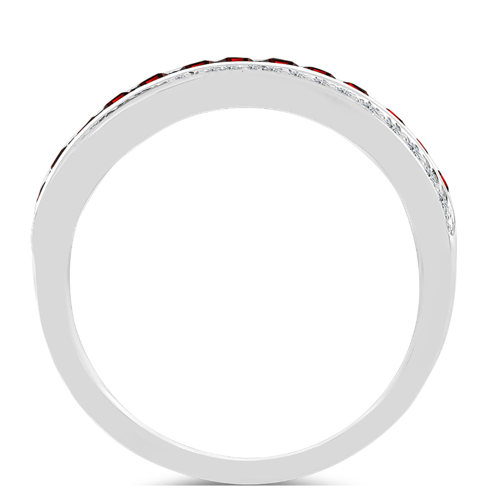 Stříbrný Prsten s Bartonským Granátem a Bílým Topazem 2 