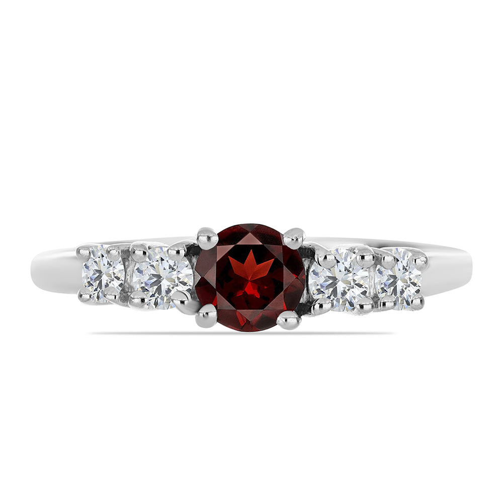 Stříbro 925/1000 - Prsten s Bartonským Granátem a Bílým Topazem - Karátové číslo: 1.02. přibližná hmotnost: 2.32 gramů 1 