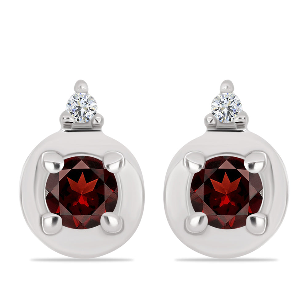 Stříbro 925/1000 - Náušnice s Bartonským Granátem a Bílým Topazem - Karátové číslo: 0.28. přibližná hmotnost: 1.11 gramů 1 