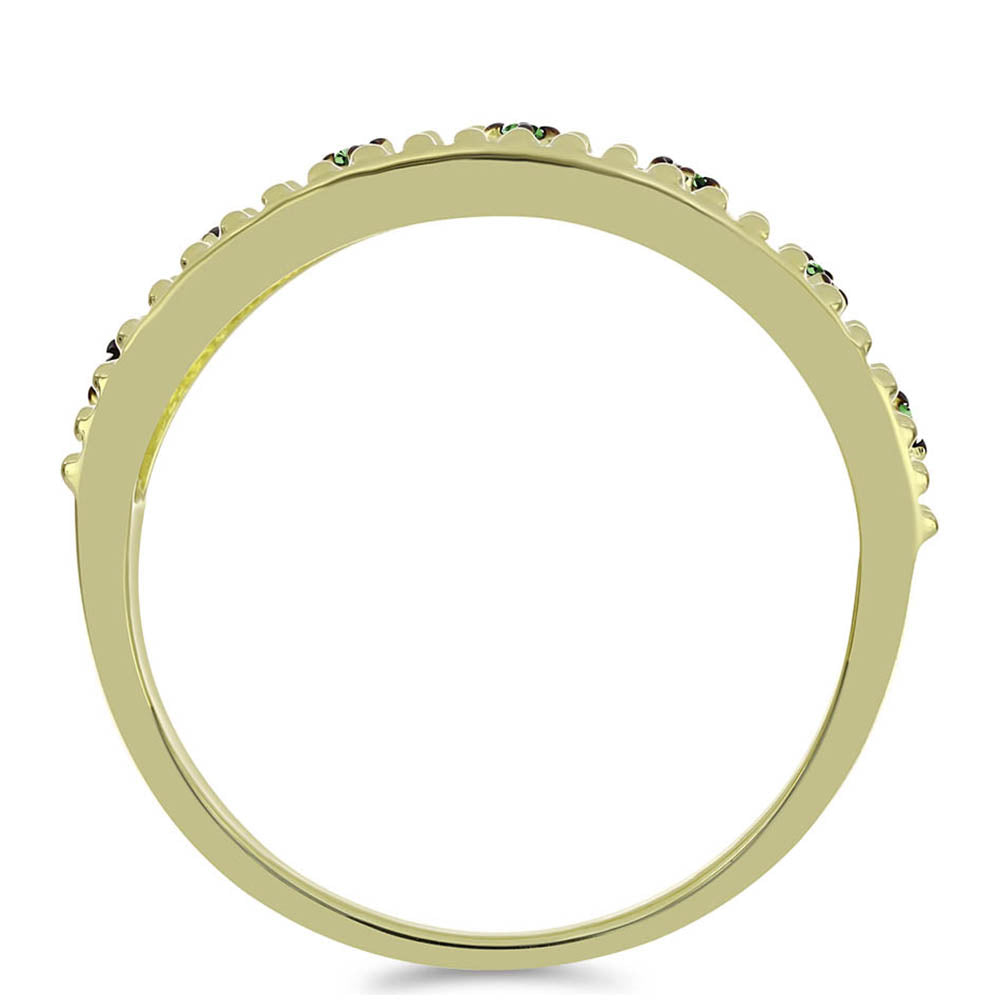 Pozlacený Stříbrný Prsten se Zeleným Diamantem 2 