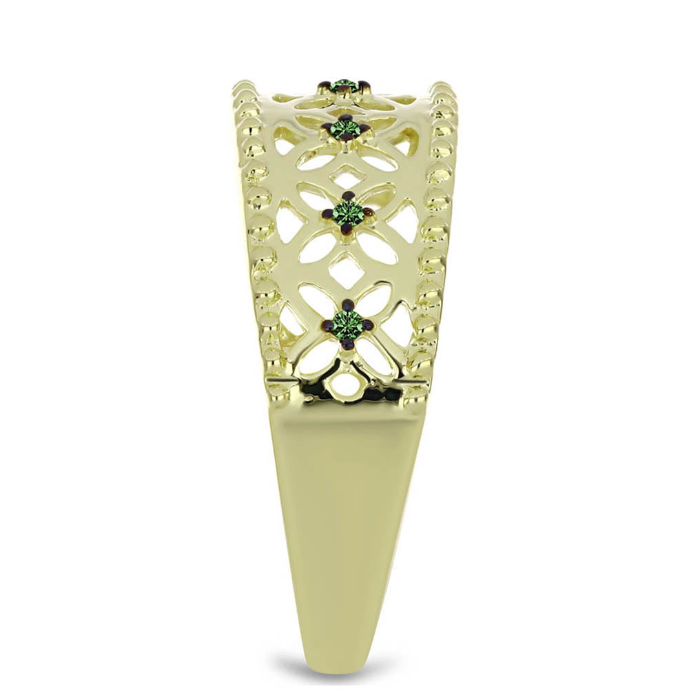 Pozlacený Stříbrný Prsten se Zeleným Diamantem