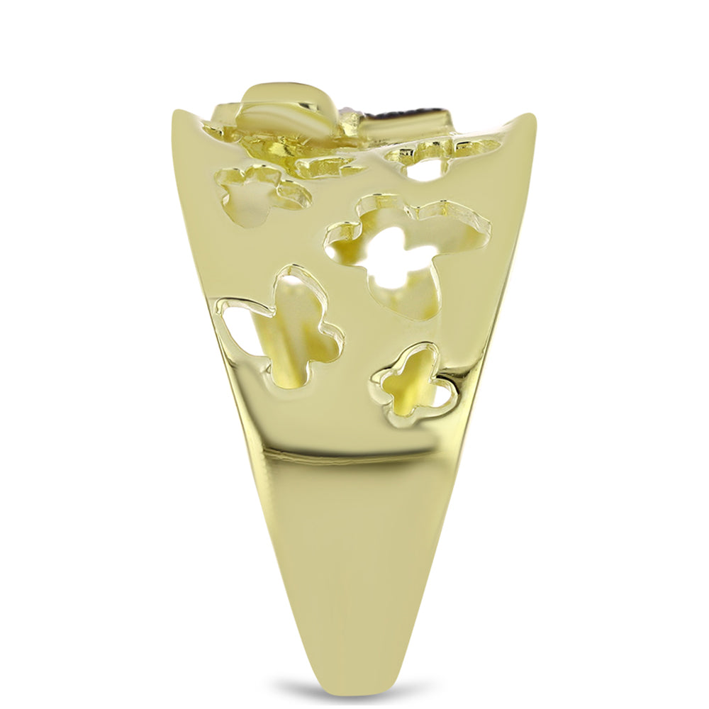 Pozlacený Stříbrný Prsten se Zeleným Diamantem a Bílým Diamantem 4 