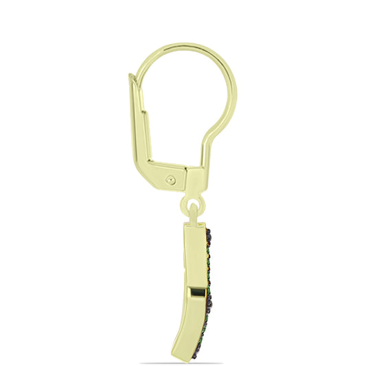 Pozlacené Stříbro 925/1000 - Náušnice se Zeleným Diamantem - Karátové číslo: 0.11. přibližná hmotnost: 2.23 gramů