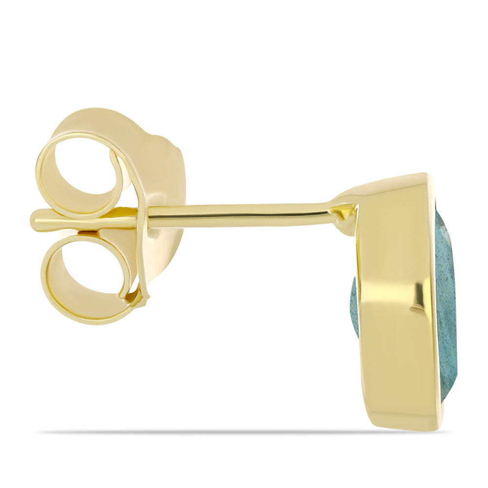 Pozlacené Stříbro 925/1000 - Náušnice s Labradoritem - Karátové číslo: 1.57. přibližná hmotnost: 1.81 gramů