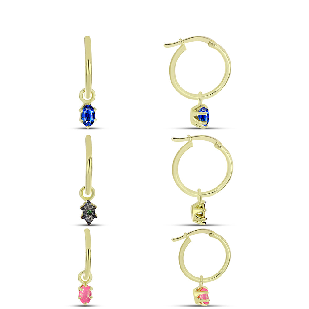 Pozlacené Stříbro 925/1000 - Sada s Australským Modrým Safírem a Růžovým Opálem z Lega Dembi - Karátové číslo: 1.05. přibližná hmotnost: 2.8 gramů ( Náušnice ) 1 