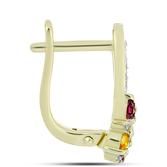 Pozlacené Stříbrné Náušnice s Chakra Turmalínem a Bílým Topazem