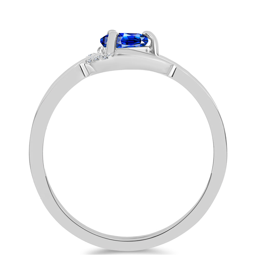 Stříbro 925/1000 - Prsten s Australským Modrým Safírem a Bílým Topazem - Karátové číslo: 0.36. přibližná hmotnost: 1.81 gramů 2 