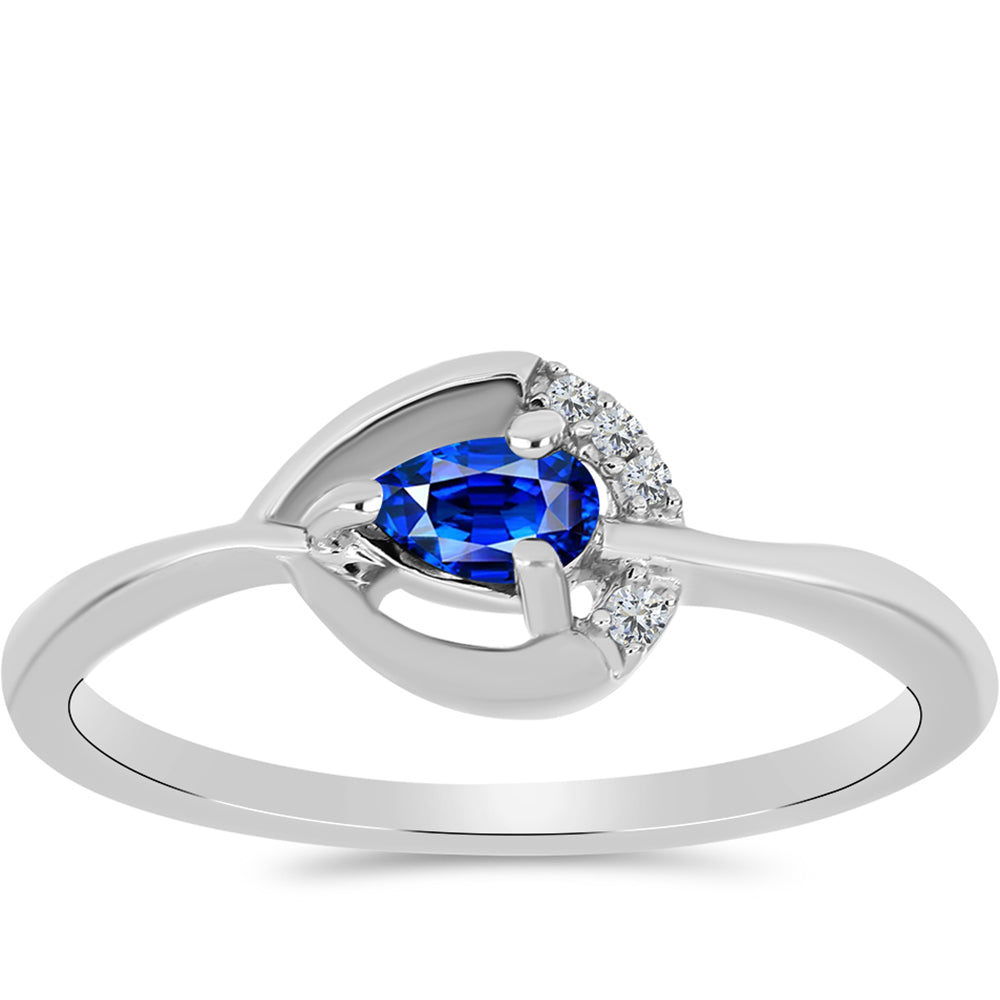 Stříbro 925/1000 - Prsten s Australským Modrým Safírem a Bílým Topazem - Karátové číslo: 0.36. přibližná hmotnost: 1.81 gramů