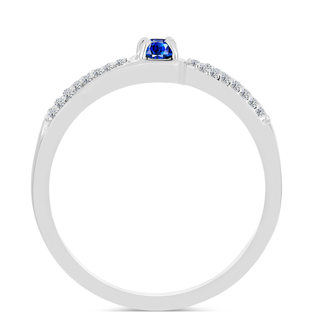 Stříbro 925/1000 - Prsten s Australským Modrým Safírem a Bílým Topazem - Karátové číslo: 0.47. přibližná hmotnost: 2.26 gramů