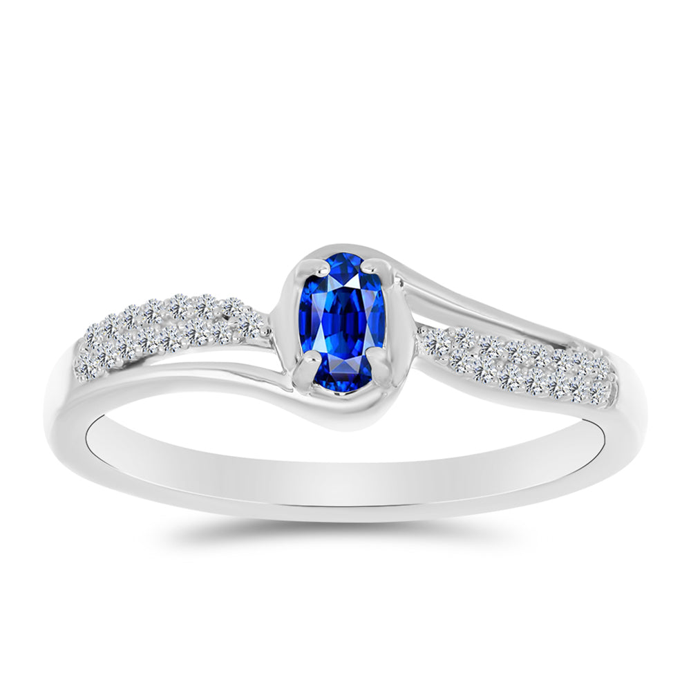 Stříbro 925/1000 - Prsten s Australským Modrým Safírem a Bílým Topazem - Karátové číslo: 0.47. přibližná hmotnost: 2.26 gramů 3 