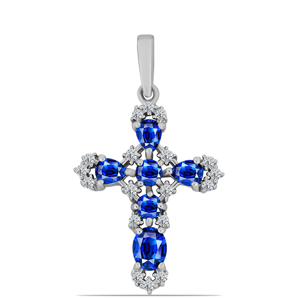 Stříbro 925/1000 Přívěsek s Australským Modrým Safírem a Bílým Topazem - Karátové číslo: 1.79. přibližná hmotnost: 2.23 gramů