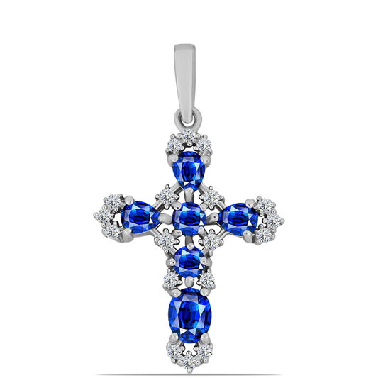 Stříbro 925/1000 Přívěsek s Australským Modrým Safírem a Bílým Topazem - Karátové číslo: 1.79. přibližná hmotnost: 2.23 gramů
