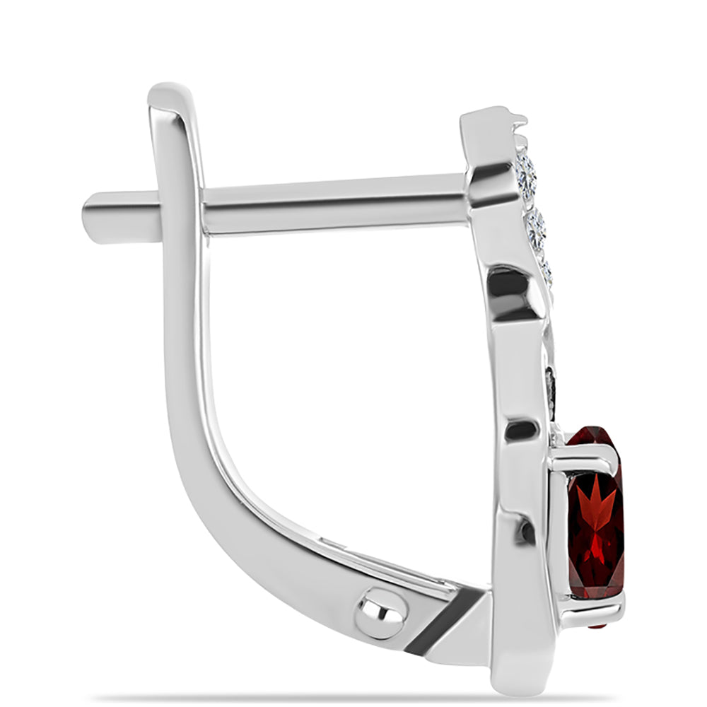Stříbrné Náušnice s Bartonským Granátem a Bílým Topazem 2 