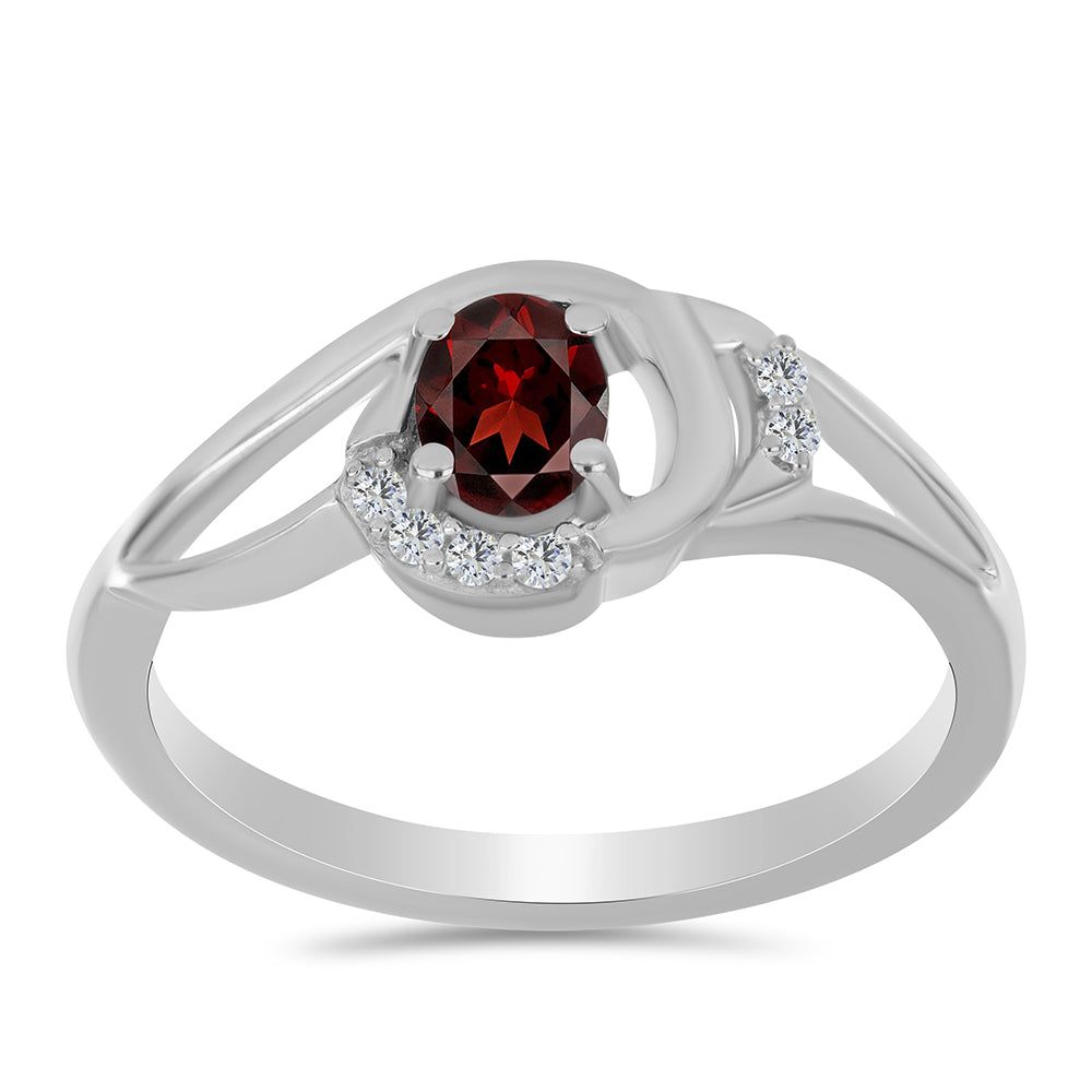 Stříbro 925/1000 - Prsten s Bartonským Granátem a Bílým Topazem - Karátové číslo: 0.45. přibližná hmotnost: 2.32 gramů 3 