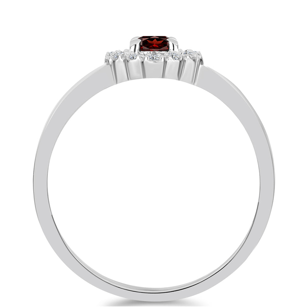 Stříbro 925/1000 - Prsten s Bartonským Granátem a Bílým Topazem - Karátové číslo: 0.4. přibližná hmotnost: 2.35 gramů 2 