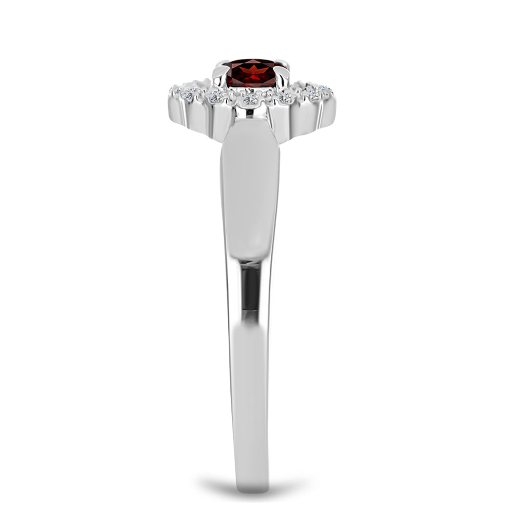 Stříbro 925/1000 - Prsten s Bartonským Granátem a Bílým Topazem - Karátové číslo: 0.4. přibližná hmotnost: 2.35 gramů 4 