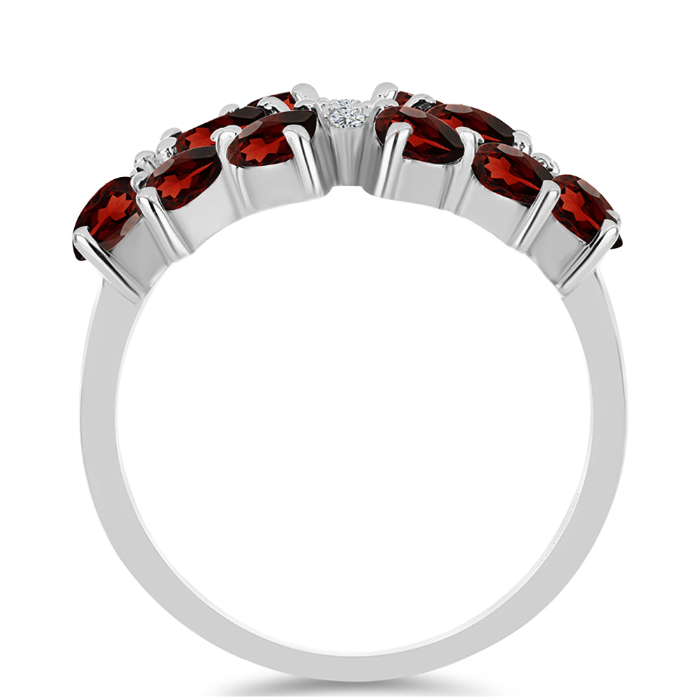 Stříbro 925/1000 - Prsten s Bartonským Granátem a Bílým Topazem - Karátové číslo: 2.61. přibližná hmotnost: 3.76 gramů