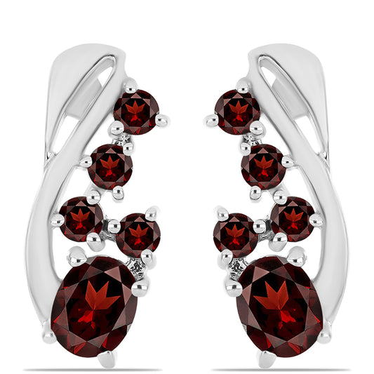 Stříbrné Náušnice s Bartonským Granátem