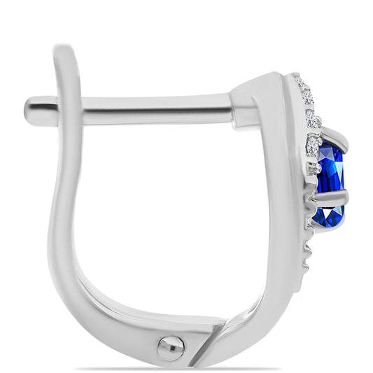 Stříbrné Náušnice s Australským Modrým Safírem a Bílým Topazem