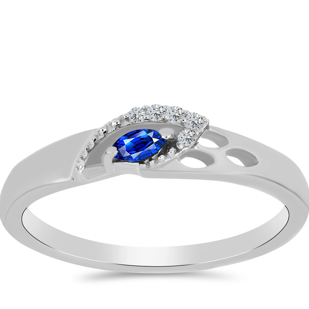 Stříbro 925/1000 - Prsten s Australským Modrým Safírem a Bílým Topazem - Karátové číslo: 0.17. přibližná hmotnost: 2.19 gramů 3 