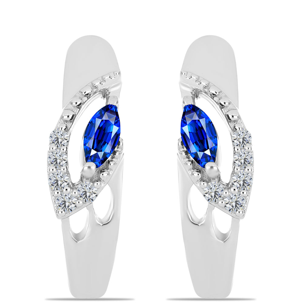 Stříbrné Náušnice s Australským Modrým Safírem a Bílým Topazem