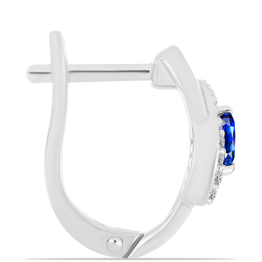 Stříbrné Náušnice s Australským Modrým Safírem a Bílým Topazem